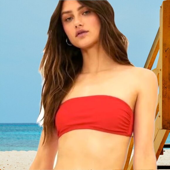 Andie Swim The Bora Bora Top Chili Pepper Red Eco Nylon Size XL - Picture 1 of 6